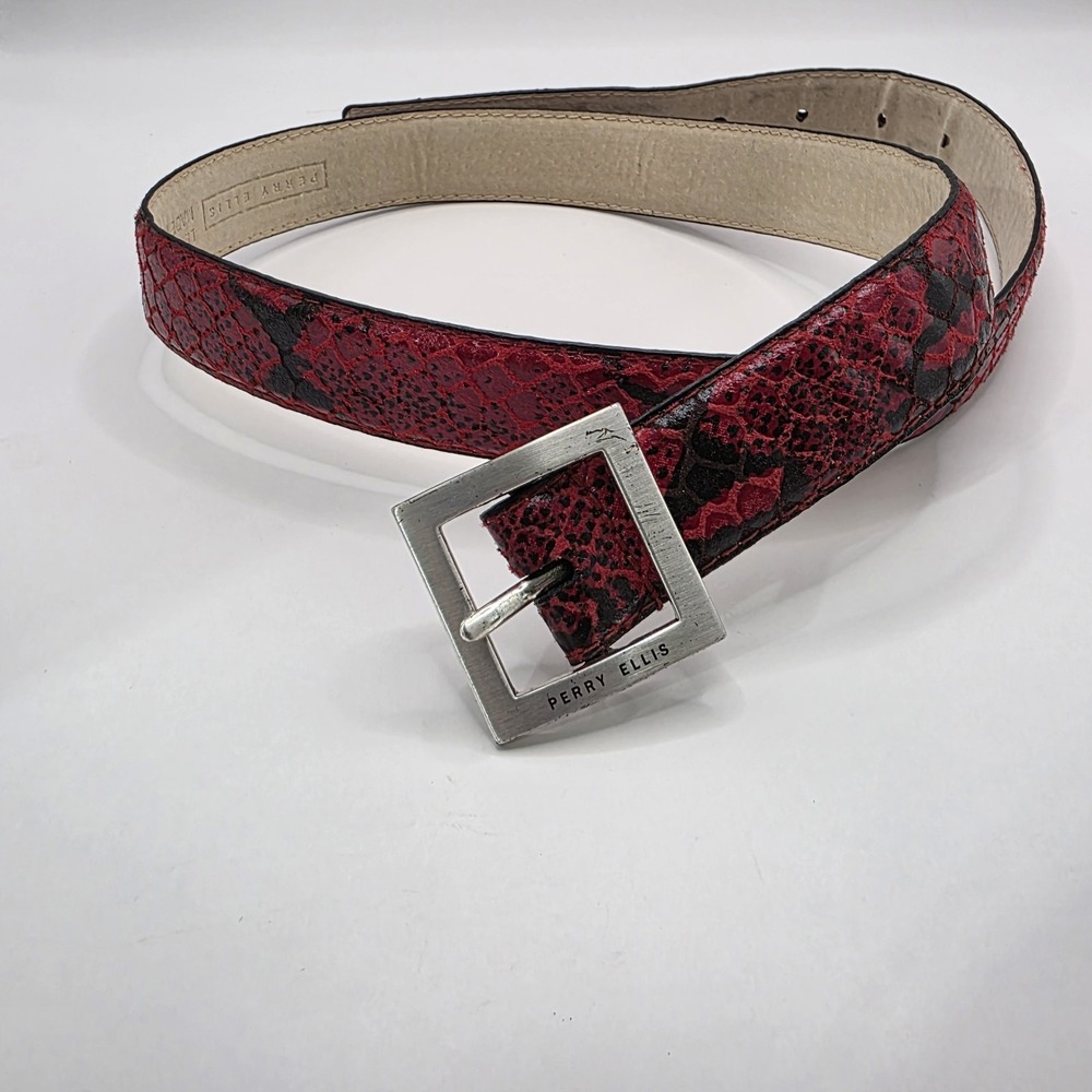 Perry Ellis Red Faux Snakeskin Ladies Belt